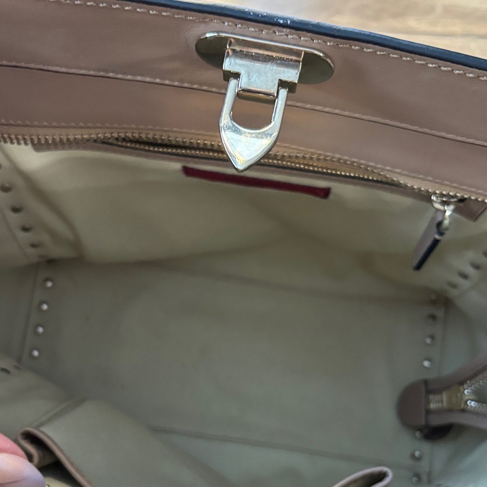 Valentino Garavani Beige Studded Tote - Picture 5 of 8